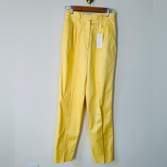 Vintage Yellow Highwaisted Pleated Front Trouser Pants By Rafaella Size 10 - Picture 5 of 9